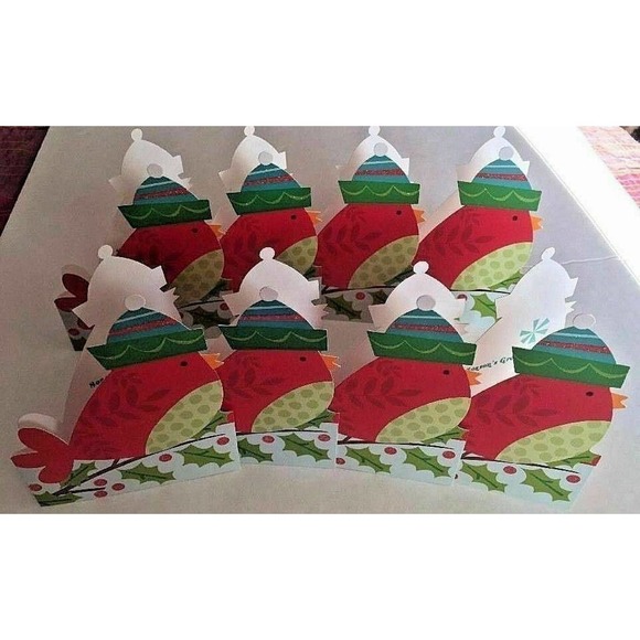Set 8 Bullfinch Bird Shape Christmas Greeting Cards Envelopes Gift Wrap Company - Picture 6 of 8